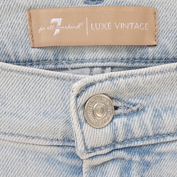 7 For All Mankind Tailorless Dojo Jeans 31 Light Wash Wide Leg Flare - Picture 10 of 16